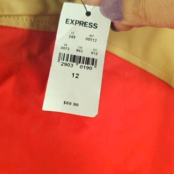 NWT Express Size 12 Red Tan Mini Skirt | High Rise Multicolor Workwear - Picture 5 of 15